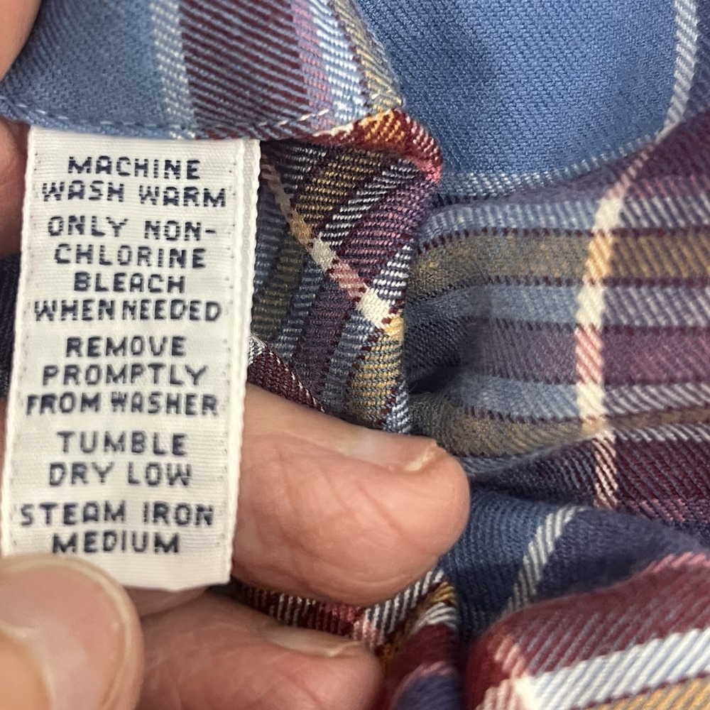 Polo Ralph Lauren Flannel Shirt Mens L Blue Plaid Custom Fit Performance Pony - Picture 8 of 8